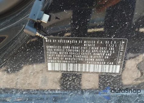 2021 Volkswagen Jetta 1.4T Sel Premium из США, поврежденный, VIN 3VWG57BU3MM097977